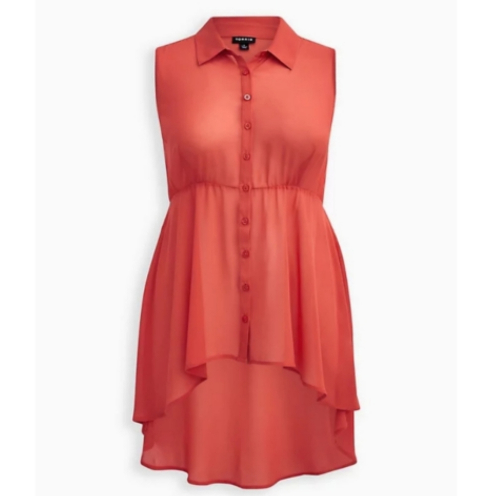 NWT 2X TORRID ORANGE CHIFFON BABYDOLL TUNIC